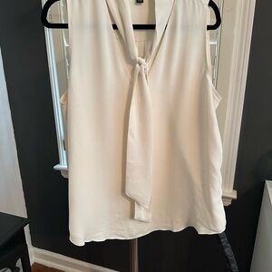 Ann Taylor Cream Tie Front Sleeveless Blouse